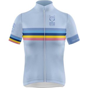 Otso Stripes Korte Mouw Wielertrui Blauw XS Vrouw