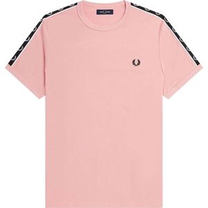 Fred Perry Taped Ringer regular fit T-shirt M6347 - korte mouw O-hals - Chalky Pink/black - roze - Maat: L