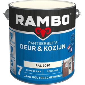 Rambo Pantserbeits Deur & Kozijn Zijdeglans Dekkend - Super Vochtregulerend - RAL 9010 - 2.5L