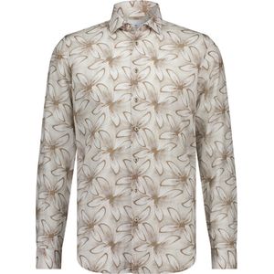 Blue Industry - Overhemd Linnen Print Beige - Heren - Maat 40 - Slim-fit