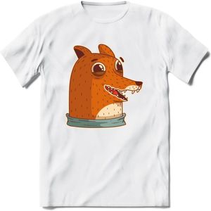 Lachende vos T-Shirt Grappig | Dieren honden Kleding Kado Heren / Dames | Animal Skateboard Cadeau shirt - Wit - M