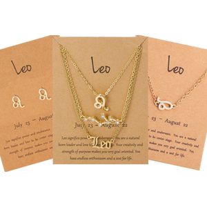 Bixorp Stars 5 Leeuw / Leo sieraden Goudkleurig - Set van Sterrenbeeld Ketting + Oorbel + Armband