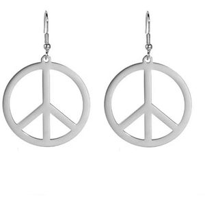 Hippie / Peace Oorbellen - Zilverkleurig | 3,5 x 3,5 cm | Retro/Carnaval | Stainless Steel | Fashion Favorite