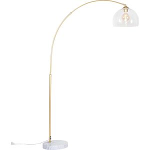 QAZQA arc - Moderne Booglamp | Vloerlamp | Staande Lamp met kap - 1 lichts - H 170 cm - Goud/messing - Woonkamer | Slaapkamer