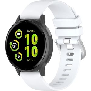 Strap-it Siliconen classic bandje - geschikt voor Garmin Venu / Venu SQ / SQ 2 / Venu 2 Plus / Vivoactive 3 / Vivoactive 5 / Vivomove (HR - Style - Luxe - Sport) / Forerunner 245 / 645 / 165 / 55 - wit