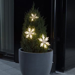 Verlicht Kerstfiguur voor buiten - Sneeuwvlokken - 15 LEDs - Warm wit - 0.7 meter - IP44 - Timer - Batterijen - Kerstverlichting