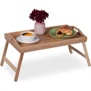Relaxdays bedtafel inklapbaar - schoottafel bamboe - dienblad op pootjes - ontbijt op bed