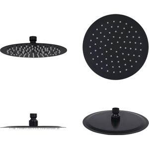 vidaXL Regendouchekop rond 20 cm roestvrij staal zwart - Douchekop - Douchekoppen - Regendouchekop - Regendouchekoppen