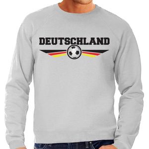 Duitsland / Deutschland landen / voetbal sweater met wapen in de kleuren van de Duitse vlag - grijs - heren - Duitsland landen trui / kleding - EK / WK / voetbal sweater S