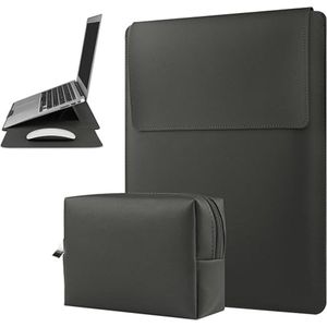 SHOP YOLO-laptophoes 14 inch-waterdichte lederen hoes met verstelbare standaard-compatibel met-MacBook hoes