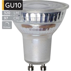 SPL GU10 LED Lamp 3.4W Dimbaar - CRI 97 - Warm Wit - 3000K - LED Spot MR16 - Vervangt 27W - Per Stuk