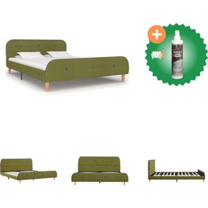 vidaXL Bedframe stof groen 140x200 cm - Bed - Inclusief Reiniger