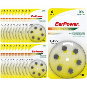 Earpower A10 Gehoorapparaatbatterijen, 120 stuks