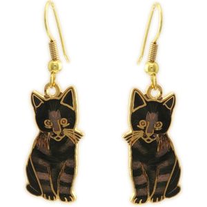 Behave Oorbellen hangers poes bruin