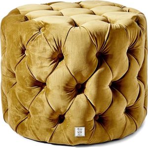 Riviera Maison Poef Rond Velvet 55 cm - Opera Voetenbankje - Goud