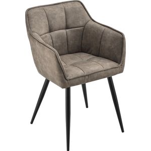 Eetkamerstoel Birmingham set van 4 fauteuils taupe en zwart [en.casa]