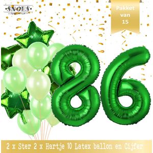 Cijfer Ballon 86 Jaar Groen Forrest Green Boeket * Hoera 86 Jaar Verjaardag Decoratie Set van 15 Ballonnen * 80 cm Verjaardag Nummer Ballon * Snoes * Verjaardag Versiering * Kinderfeestje * Forrest Green* Nummer Ballon 86 * Groen