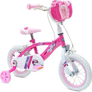 Huffy Glimmer Meisjesfiets 3-5 jaar - Kinderkiets 12 Inch - Inclusief zijwieltjes - Roze - Snelle en makkelijke montage
