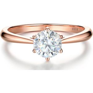 Ella - 14k Roségouden Solitair Moissanite Verlovingsring - 1 karaat
