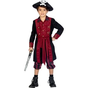 Piraat Kostuum Jongen - Piraten Kostuum - Verkleedkleding Kinderen - Burgundy/Zwart - Maat 140