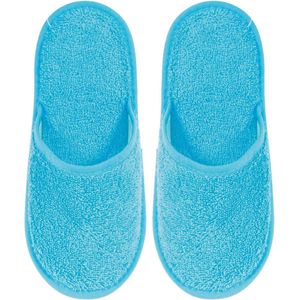 Badslippers Badstof Uni Pure met Zool Aqua Maat 43 - 1 Paar