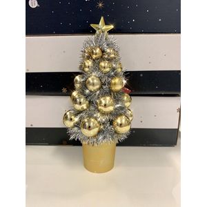 Kerstboom met ballen - 19,5 cm hoog - kerstdecoratie - kerstversiering - seizoensdecoratie