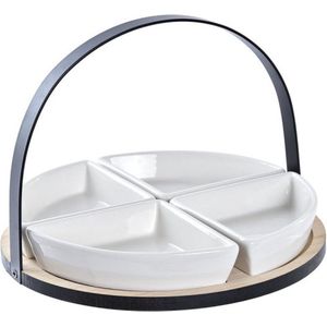 Set voor voorgerechtjes DKD Home Decor Metaal Bamboe Keramiek Loft (21,5 x 21,5 x 14 cm) (5 Onderdelen)