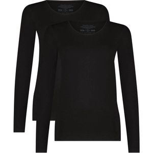 Comfortabel & Zijdezacht Bamboo Basics Luna - Bamboe T-Shirts (Multipack 2 stuks) Dames - Lange Mouwen - Zwart - XL