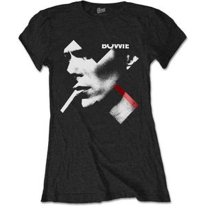 David Bowie - X Smoke Red Dames T-shirt - L - Zwart