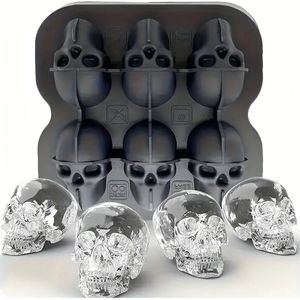 MGM Trading - Schedelvormige Siliconen IJsblokjesbak - 6 Vakjes voor Whisky, Gelei & Snoep - Perfect voor Halloweenfeesten & Keukenbenodigdheden
