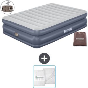 Bestway luchtbed - 2-Persoons - 152 x 203 x 51 cm - Grijs - - Inclusief pomp en Hoeslaken