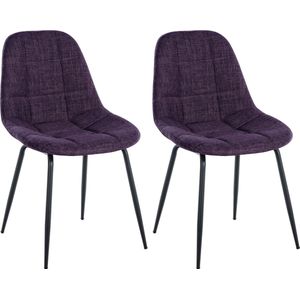 CLP Tom Set van 2 Eetkamerstoelen - Zonder armleuning - Fauteuil - purper Stof