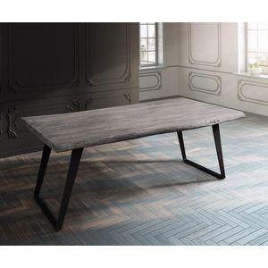 Eettafel Edge acacia platina 180x90 XL metaal schuin Live-Edge