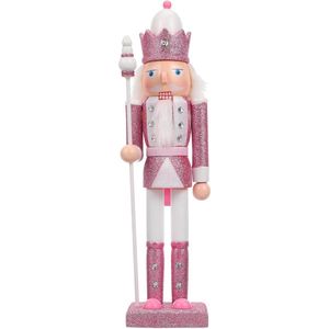 Grote roze notenkraker - 30 cm - Traditionele houten kerst soldaat - Kerstdecoratie - Premium kwaliteit - Black Friday 2023 - Kerstcadeau