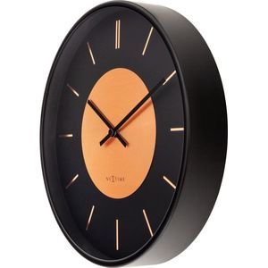 Wandklok 25cm - Stil - Zwart/Koper - Metaal - NeXtime 'Retro II'