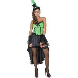 Karnival Costumes Moulin Rouge kostuum voor vrouwen Carnavalskleding Dames Carnaval - Polyester - Groen - Maat S - 3-Delig Jurk/Hoed/Handschoenen