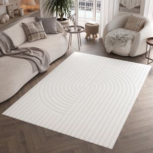 Tapiso Hygge Vloerkleed Gebroken Wit Geometrisch Tapijt Maat- 80x150