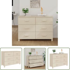 The Living Store HAMAR Dressoir - 113 x 40 x 80 cm - Massief grenenhout - 6 lades - Honingbruin