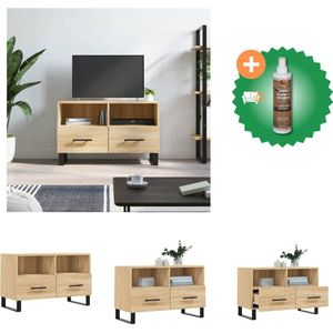 vidaXL Tv-meubel 80x36x50 cm bewerkt hout sonoma eiken - Kast - Inclusief Houtreiniger en verfrisser