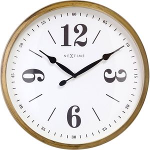 Landelijke wandklok - 39cm - Stille klok - Wit/ ZIlver - NeXtime Classic