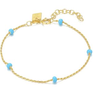 Twice As Nice Armband in 18kt verguld zilver, blauw email 16 cm+3 cm
