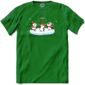 Kerst pinguin buddy's - T-Shirt - Dames - Kelly Groen - Maat XXL