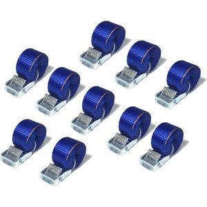 JUMBO Spanband 10 stuks, 200cm, 25mm met klemgesp , 250KG. Blauw TUV gecertificeerd, conform EN-12195-2