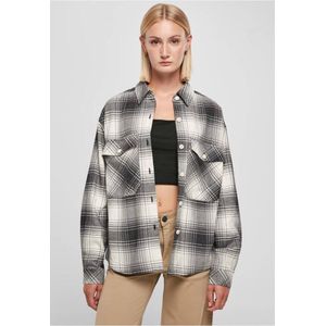 Urban Classics - Oversized Check Shirt Blouse - 3XL - Gebroken wit/Zwart