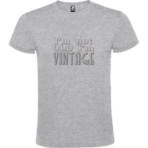 Grijs T-Shirt met “ I'm not Old I'm Vintage “ print  Zilver Size 4XL