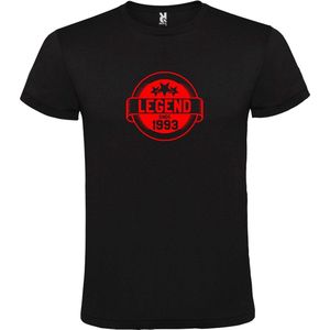 Zwart T-Shirt met “Legend sinds 1993 “ Afbeelding Rood Size XXXL