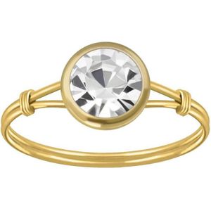 Ringen dames | Gold plated ring met kleurloze kristal