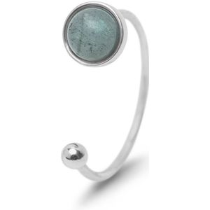 Zentana Labradoriet Ring - 925 Sterling Zilverkleurig - Open Edelsteen Ring - Bescherming