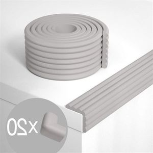 Zelfklevende waterdichte randbeschermer baby zacht schuim veiligheidsmeubilair hoekbeschermers 10m - rand guard + 20 Pack hoekbeschermers grijs W-vorm