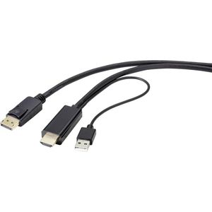 Renkforce DisplayPort / HDMI Adapterkabel DisplayPort stekker, HDMI-A stekker 2.00 m Zwart RF-4600632 DisplayPort 1.2 D